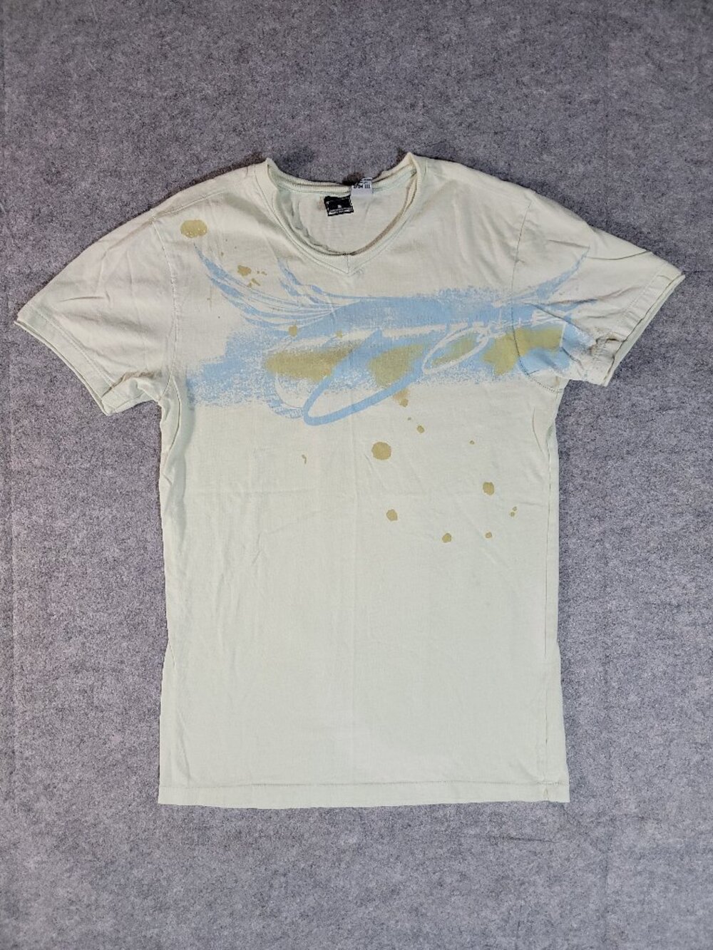 Vintage Y2K Oakley Slim Fit V-Neck T-Shirt Small Abstract Skater Graphic